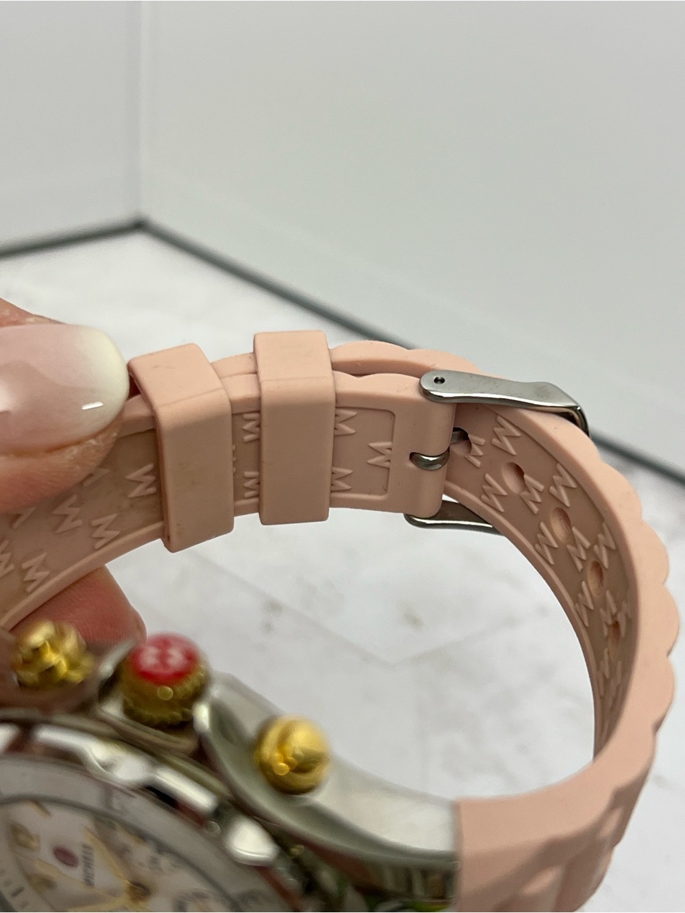 Michele Two-Tone Gold and Light Pink Chronograph Tahitian Watch - Picture 5 of 5